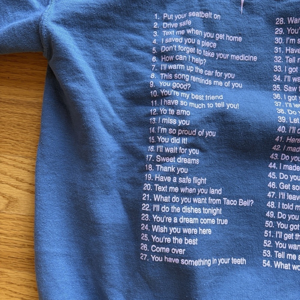 Lonely Ghost Hoodie Large Blue Want To Go For A Walk Puff Print Streetwear Indie - Picture 11 of 16